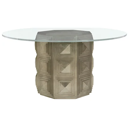 60" Round Glass Top Dining Table With Single Pedestal